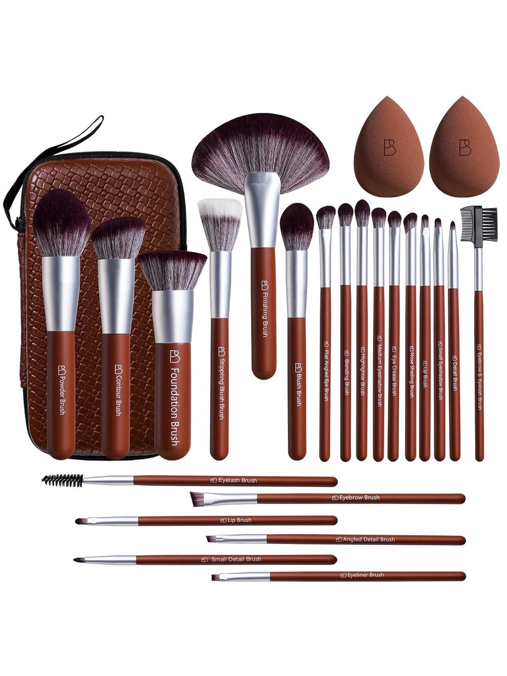 22-Piece Makeup Brush Set with Sponges & Case